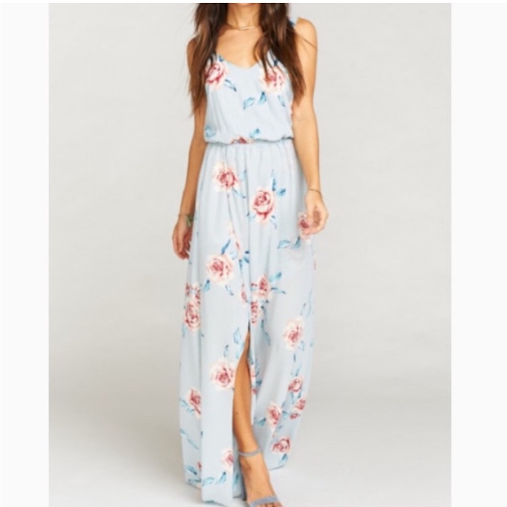 Show Me Your Mumu Blue‎ Floral Kendall Maxi Dress size Small